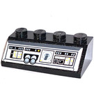 LEGO Noir Pente 2 x 4 (45°) avec Control Instruments Autocollant avec surface rugueuse (3037)