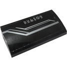 LEGO Black Slope 2 x 4 Curved with Metallic and Flat Silver Lines and Hieroglyphics (Right) Sticker with Bottom Tubes (88930)