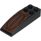 LEGO Black Slope 2 x 6 Curved with Brown Pattern Sticker (44126)