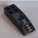 LEGO Noir Pente 2 x 6 Incurvé avec Circuitry Modèle (La gauche Côté) Autocollant (44126)