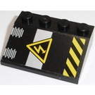 LEGO Black Slope 3 x 4 (25°) with Electricity Danger Sign, Black and Yellow Danger Stripes Sticker (3297)