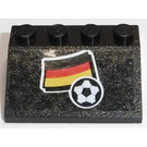 LEGO Zwart Helling 3 x 4 (25°) met German Vlag en Soccer Bal Sticker (3297)
