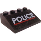 LEGO Schwarz Schrägstein 3 x 4 (25°) mit "Polizei" (3297 / 83424)