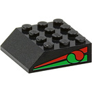 LEGO Schwarz Steigung 4 x 4 (45°) mit Octan Logo (30182)
