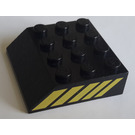 LEGO Schwarz Steigung 4 x 4 (45°) mit Gelb Streifen (Both Sides) (30182)