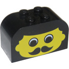 LEGO Black Slope Brick 2 x 4 x 2 Curved with Male Face, Moustache (4744)