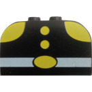 LEGO Noir Pente Brique 2 x 4 x 2 Incurvé avec blanc Courroie, Jaune epaulettes et 2 Jaune buttons (4744)