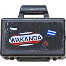 LEGO Schwarz Klein Koffer mit WAKANDA Aufkleber (4449)