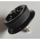 레고 검은색 Spoked Train Wheel for Motor with metal pin with Black Train Rubber Rim