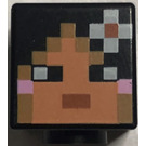 LEGO Black Square Minifigure Head with Minecraft Skin 2 Pattern (19729)