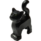 LEGO Schwarz Standing Katze mit Lang Schwanz mit Grün Augen und Grau Nase (80829 / 103938)