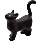 LEGO Schwarz Standing Katze mit Lange Dünn Schwanz mit Gelb Augen (6175)