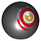 LEGO Schwarz Technic Ball mit Gold Eye mit rot Kreis (18384 / 80221)