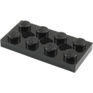 LEGO Black Technic Plate 2 x 4 with Holes (3709)