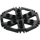 LEGO Svart Technic Platta 6 x 6 Hexagonal med Six Ekrar och Clips med ihåliga knoppar (64566)