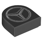 LEGO Zwart Tegel 1 x 1 Halve Oval met Mercedes Star logo (24246 / 88090)