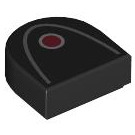 LEGO Black Tile 1 x 1 Half Oval with Red Dot (24246 / 103739)