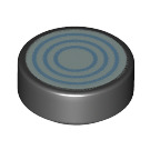 LEGO Zwart Tegel 1 x 1 Ronde met Blauw Circles (Toady Lens) (35380 / 94686)