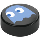 LEGO Black Tile 1 x 1 Round with Blue Pacman Ghost (35380 / 103633)