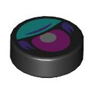 LEGO Black Tile 1 x 1 Round with Eye Pupil with Purple (35380 / 102773)