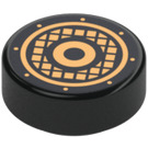 LEGO Black Tile 1 x 1 Round with Gold Circles (29198 / 98138)