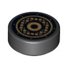 LEGO Black Tile 1 x 1 Round with Gold Circles (29198 / 98138)