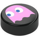 LEGO Black Tile 1 x 1 Round with Pink Pacman Ghost (35380 / 103635)