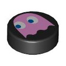 LEGO Black Tile 1 x 1 Round with Pink Pacman Ghost (35380 / 103635)