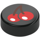 LEGO Black Tile 1 x 1 Round with Red Pacman Cherries (35380 / 103632)