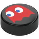 LEGO Black Tile 1 x 1 Round with Red Pacman ghost (35380 / 103636)