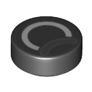 LEGO Noir Tuile 1 x 1 Rond avec blanc et Noir Semicircles (35380 / 73080)
