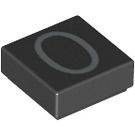 LEGO Black Tile 1 x 1 with "0" with Groove (11619 / 13448)