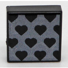 LEGO Black Tile 1 x 1 with Black Hearts with Groove (3070)