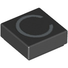 LEGO Black Tile 1 x 1 with 'C' with Groove (11535 / 13408)