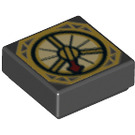 LEGO Schwarz Fliese 1 x 1 mit Compass und Pfeil mit Nut (3070 / 34081)
