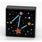 LEGO Black Tile 1 x 1 with Constellation with Groove (3070)