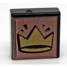 LEGO Zwart Tegel 1 x 1 met Kroon met groef (3070)