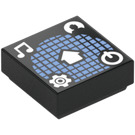 LEGO Black Tile 1 x 1 with Dashboard Controls with Groove (3070)