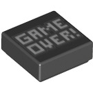 LEGO Schwarz Fliese 1 x 1 mit 'GAME OVER!' mit Nut (3070 / 82777)