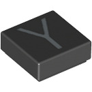 LEGO Black Tile 1 x 1 with Letter Y with Groove (11586 / 13434)