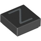 LEGO Black Tile 1 x 1 with Letter Z with Groove (11588 / 13435)