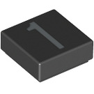 LEGO Black Tile 1 x 1 with Number 1 with Groove (11590 / 13439)