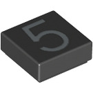 LEGO Noir Tuile 1 x 1 avec Number 5 avec rainure (11606 / 13443)