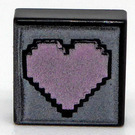 LEGO Black Tile 1 x 1 with Pink Heart with Groove (3070)