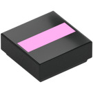 LEGO Black Tile 1 x 1 with Pink stripe with Groove (3070 / 103638)