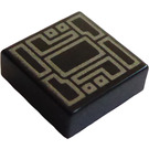 LEGO Zwart Tegel 1 x 1 met Zilver Circuitry met groef (3070 / 36785)