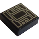 LEGO Black Tile 1 x 1 with Silver Circuitry with Groove (3070 / 36785)