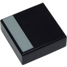 LEGO Black Tile 1 x 1 with White Edge with Groove (3070)