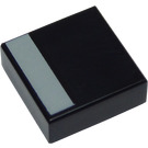 LEGO Black Tile 1 x 1 with White Edge with Groove (3070 / 69090)