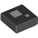 LEGO Schwarz Fliese 1 x 1 mit Weiß Squares mit Nut (3070 / 40196)